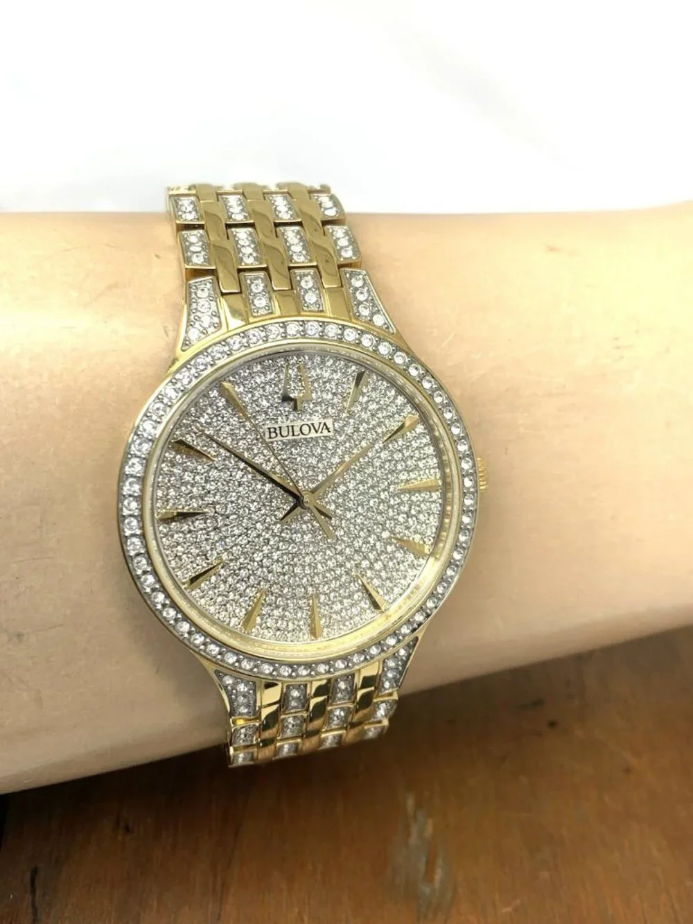 Bulova Men's Watch 98A229 Phantom Crystals Accented Gold Stainless Steel 40mm